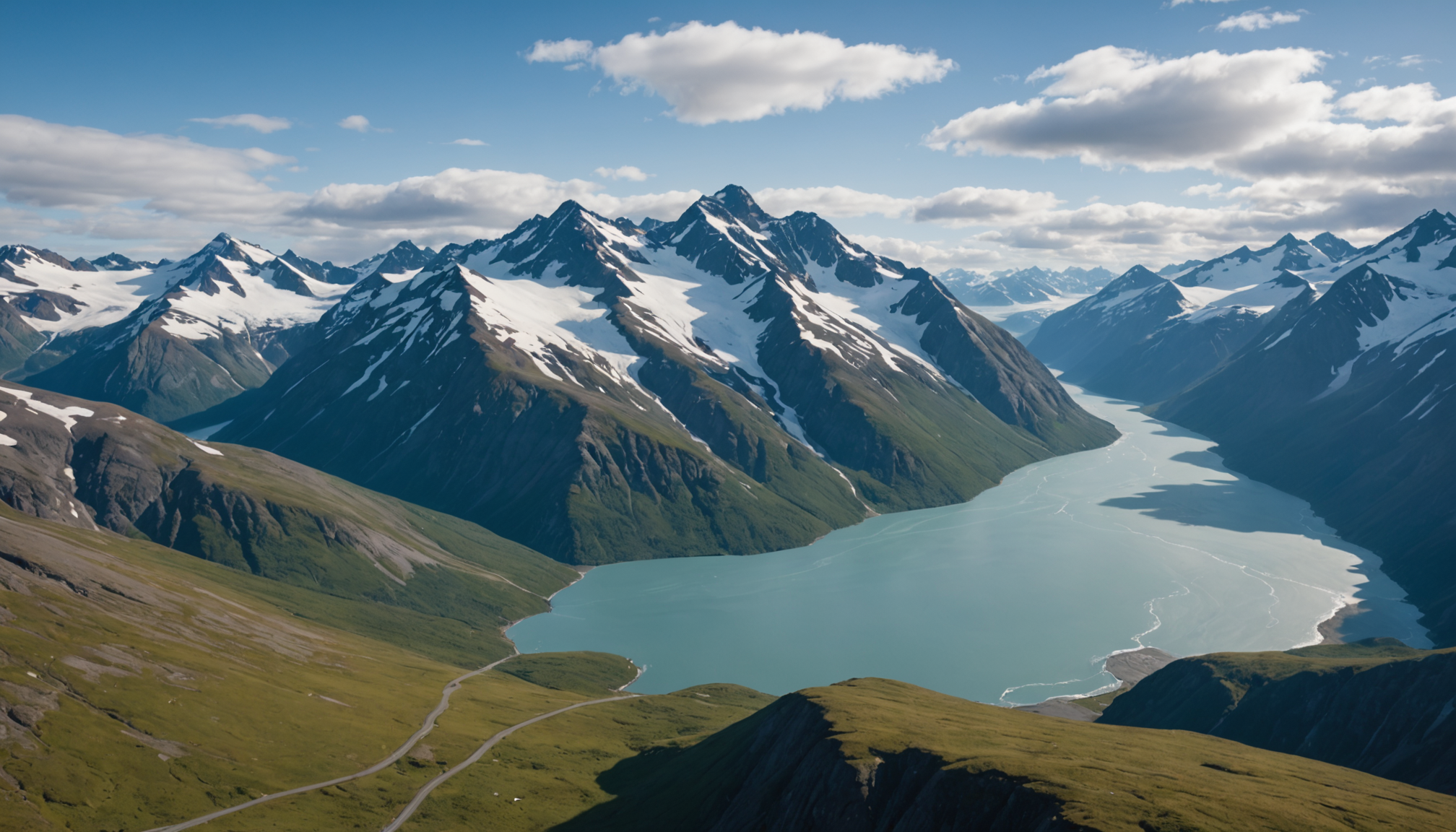 Helicopter view of Chugach Mountains