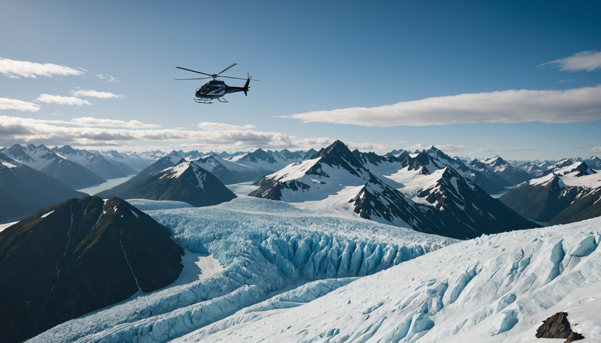 Helicopter landing in the Chugach Mountains