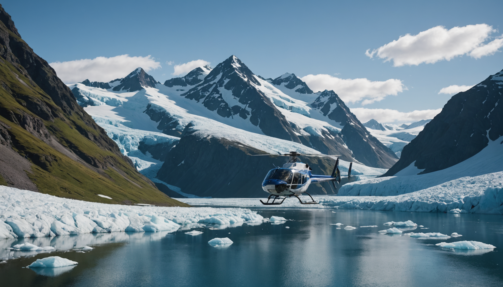 Helicopter landing in Prince William Sound