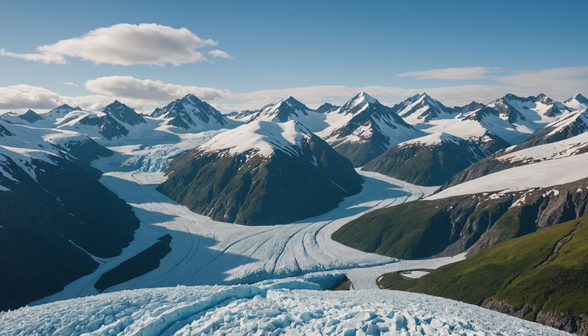 Snow-capped peaks in the Chugach Mountains