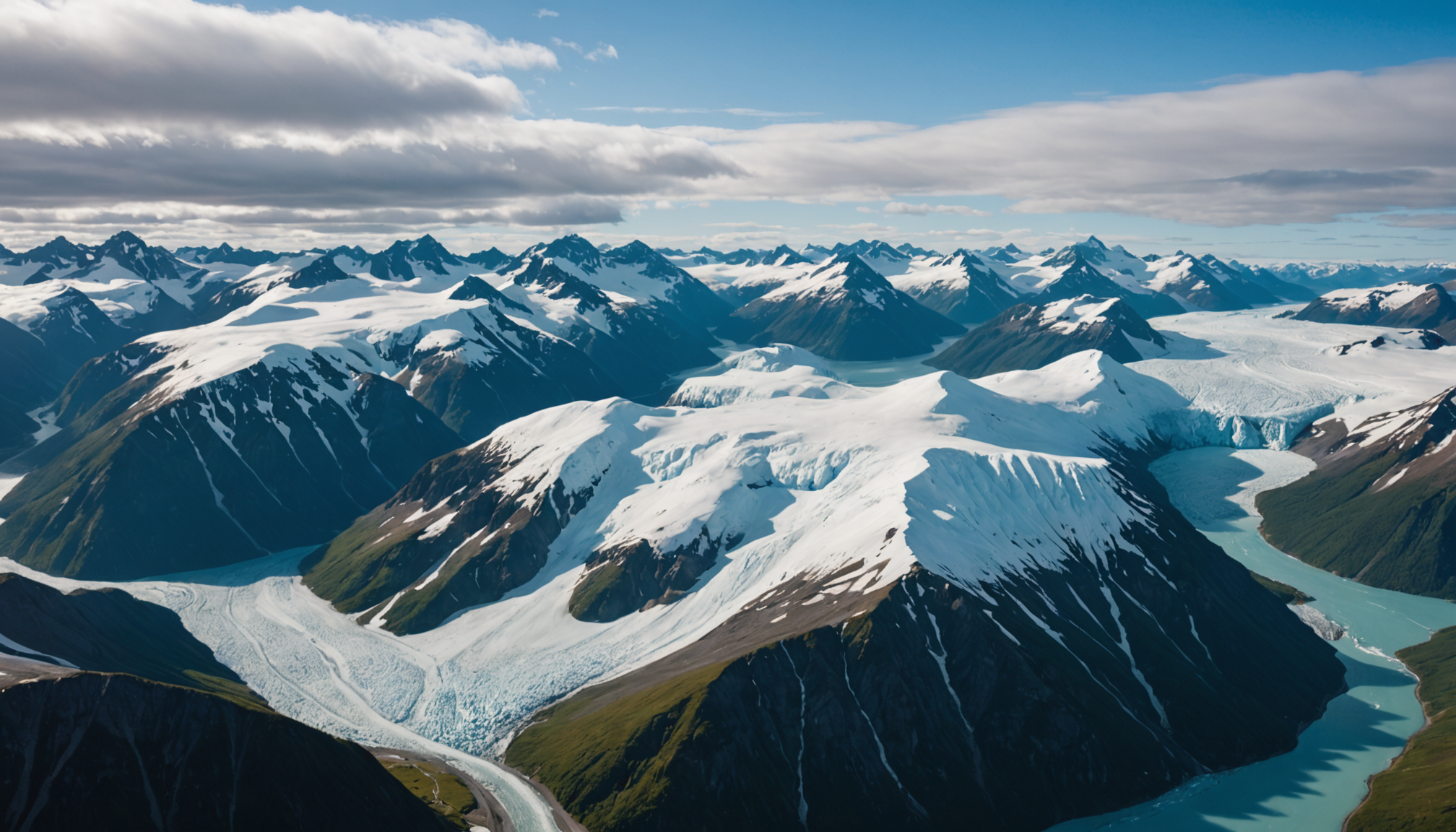 View of Prince William Sound from a helicopter