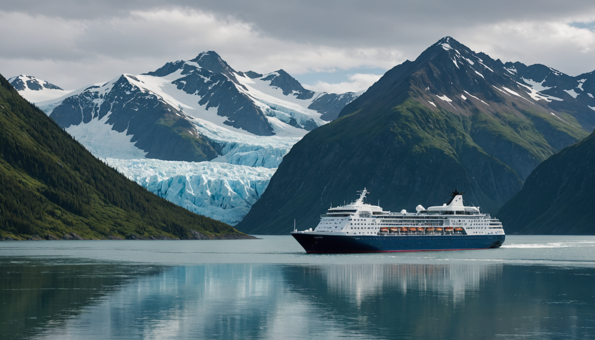 Luxury cruise ship in Prince William Sound