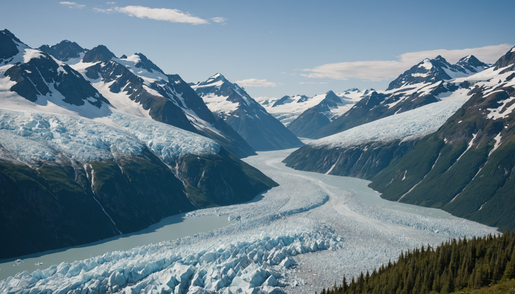 Scenic view of Glacier Bay National Park from a helicopter