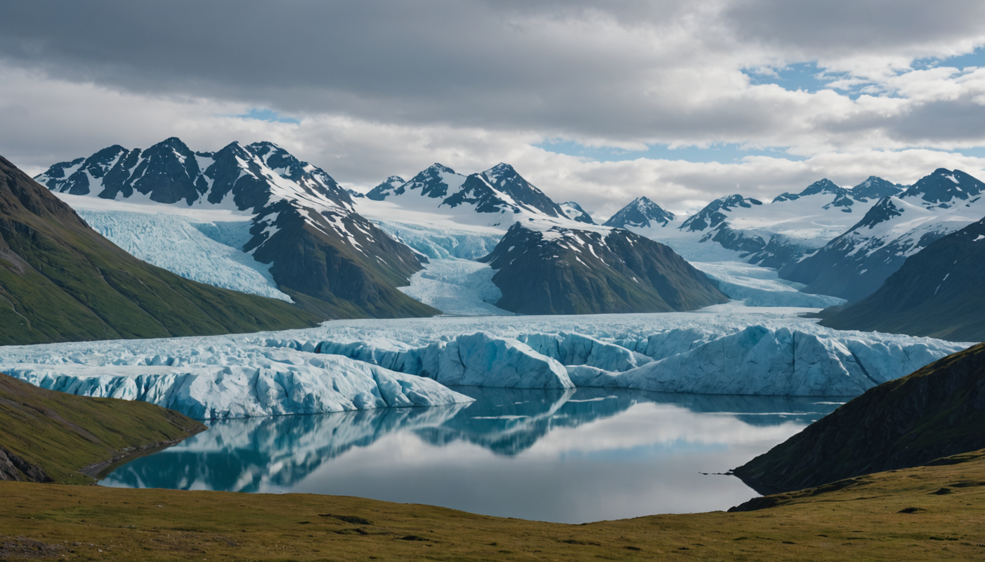 A scenic view of Prince William Sound from a cruise ship