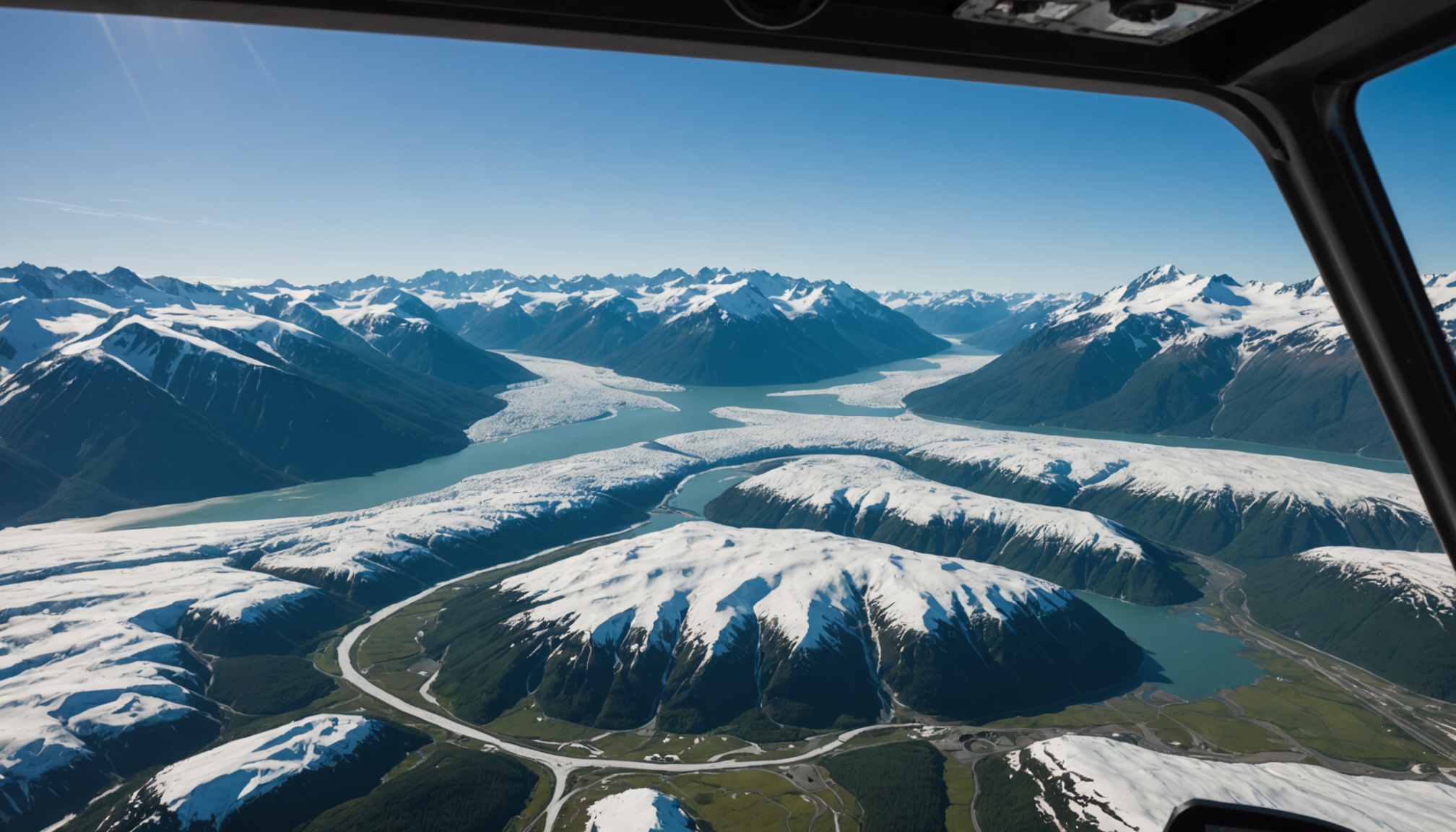 Scenic view of Anchorage from a helicopter