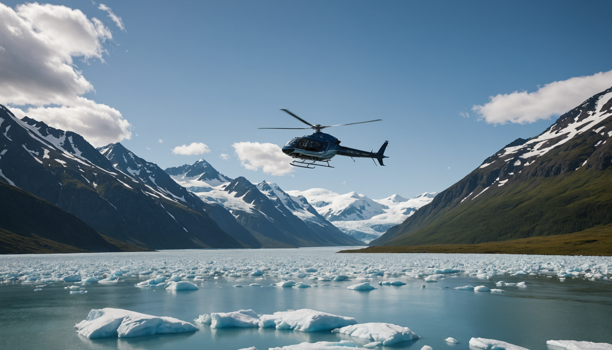 Helicopter landing in Alaska's rugged terrain