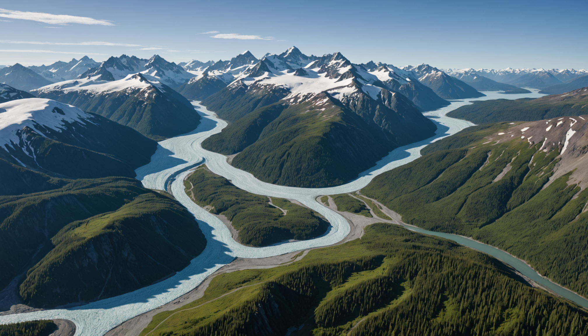 Aerial view of Talkeetna with Denali in the background
