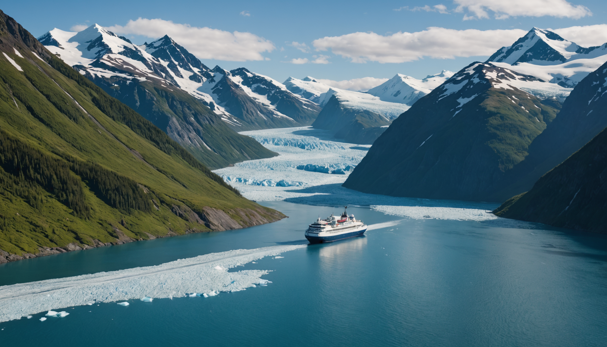 Cruise ship navigating through the Inside Passage