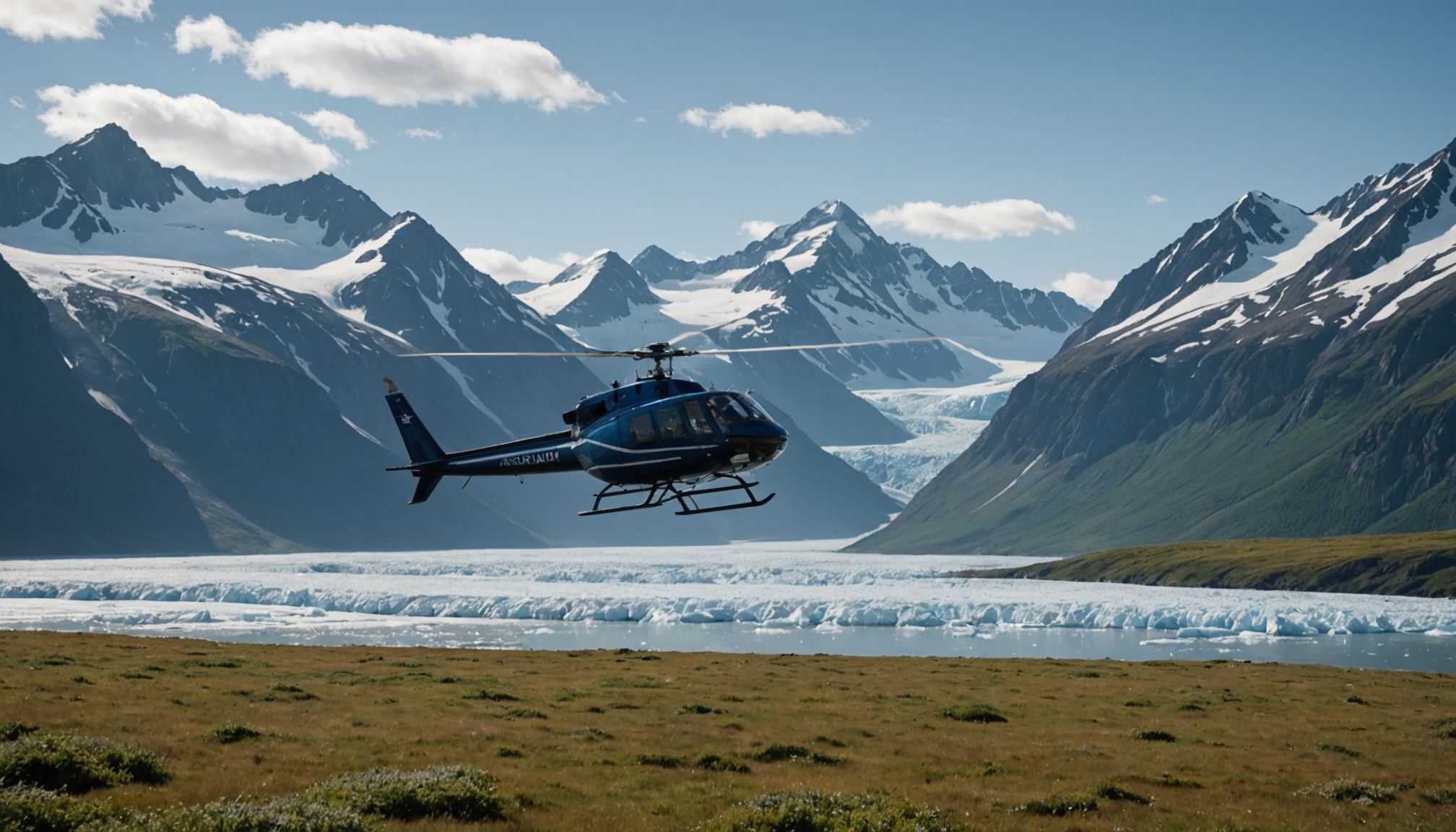 Helicopter landing in Prince William Sound
