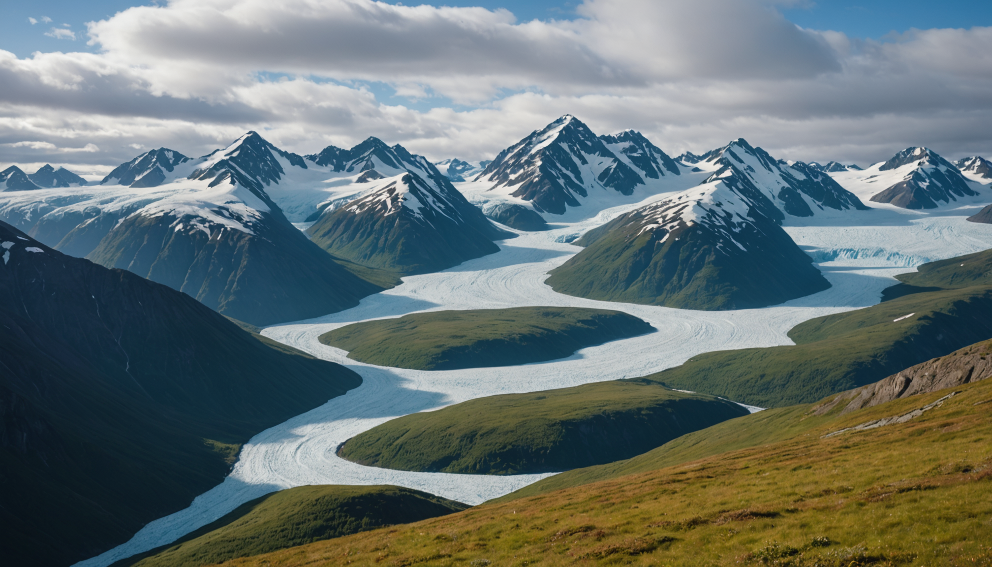 A view of the Chugach Mountains from a helicopter