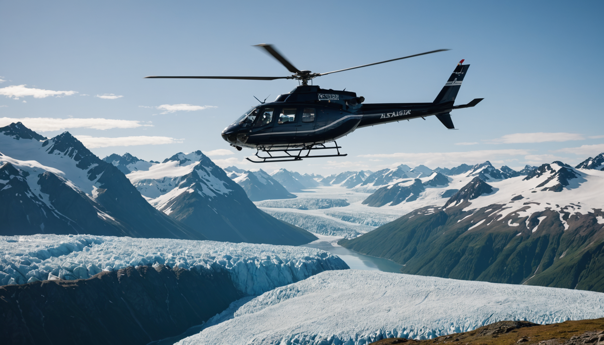 Helicopter over Prince William Sound