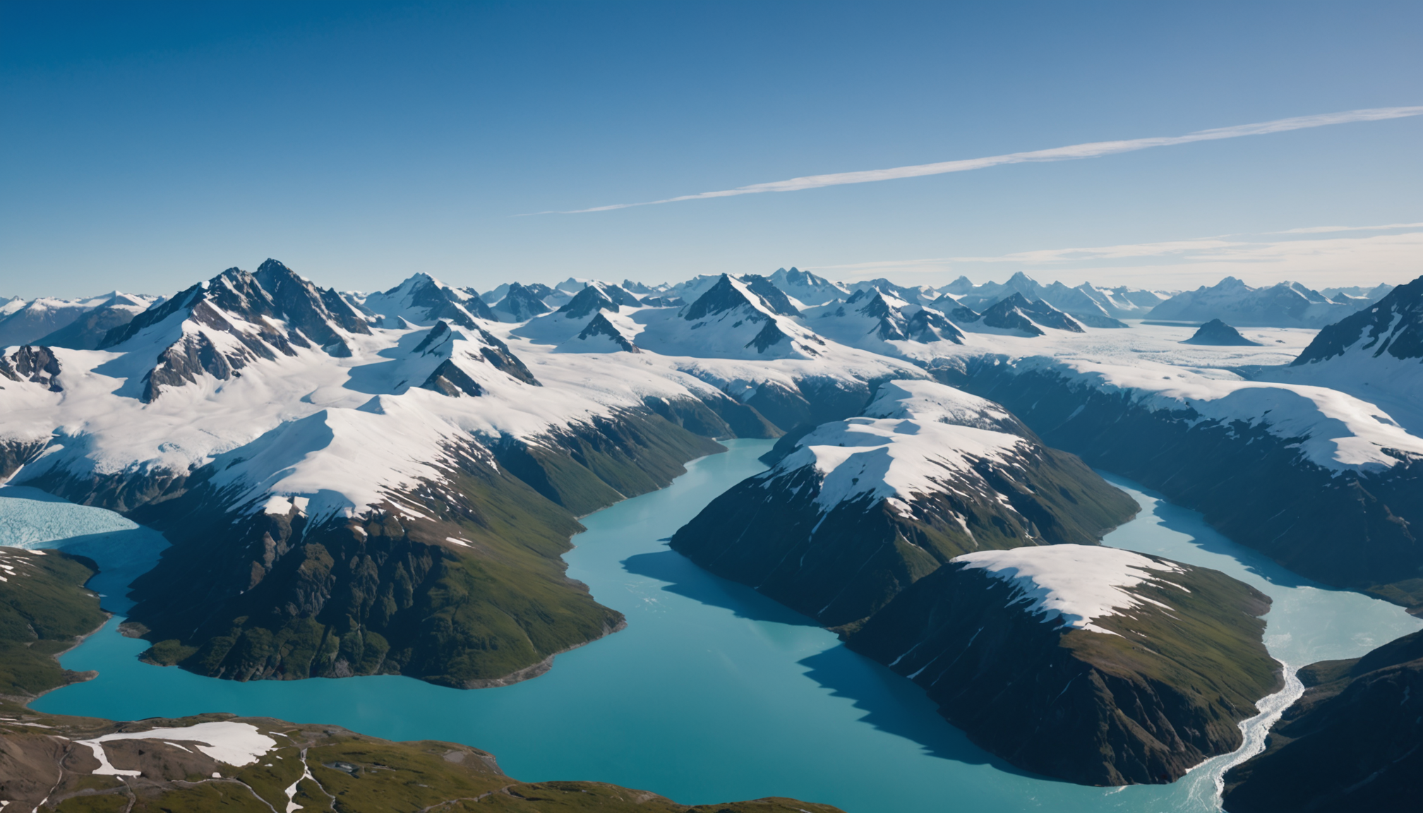 View of Prince William Sound from a helicopter
