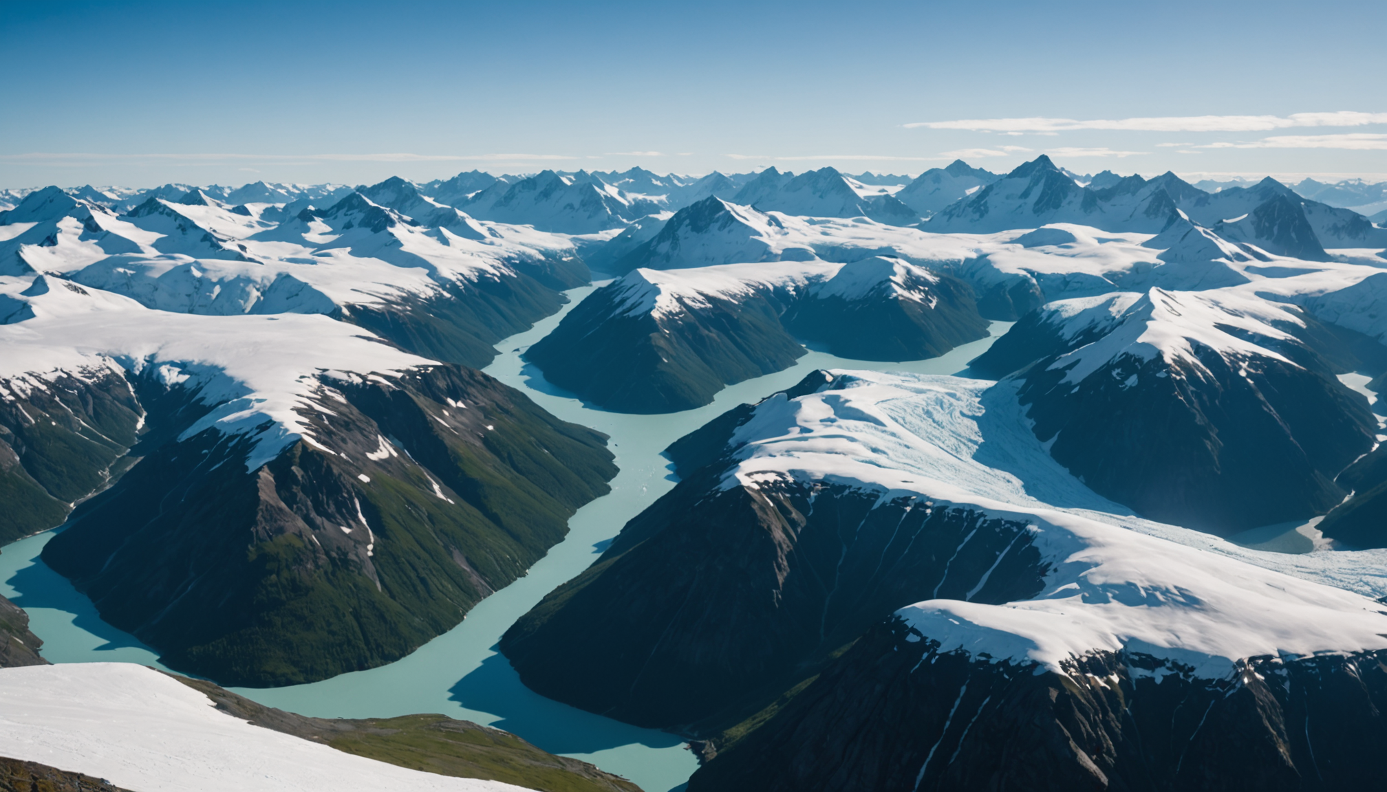 View of Prince William Sound from a helicopter