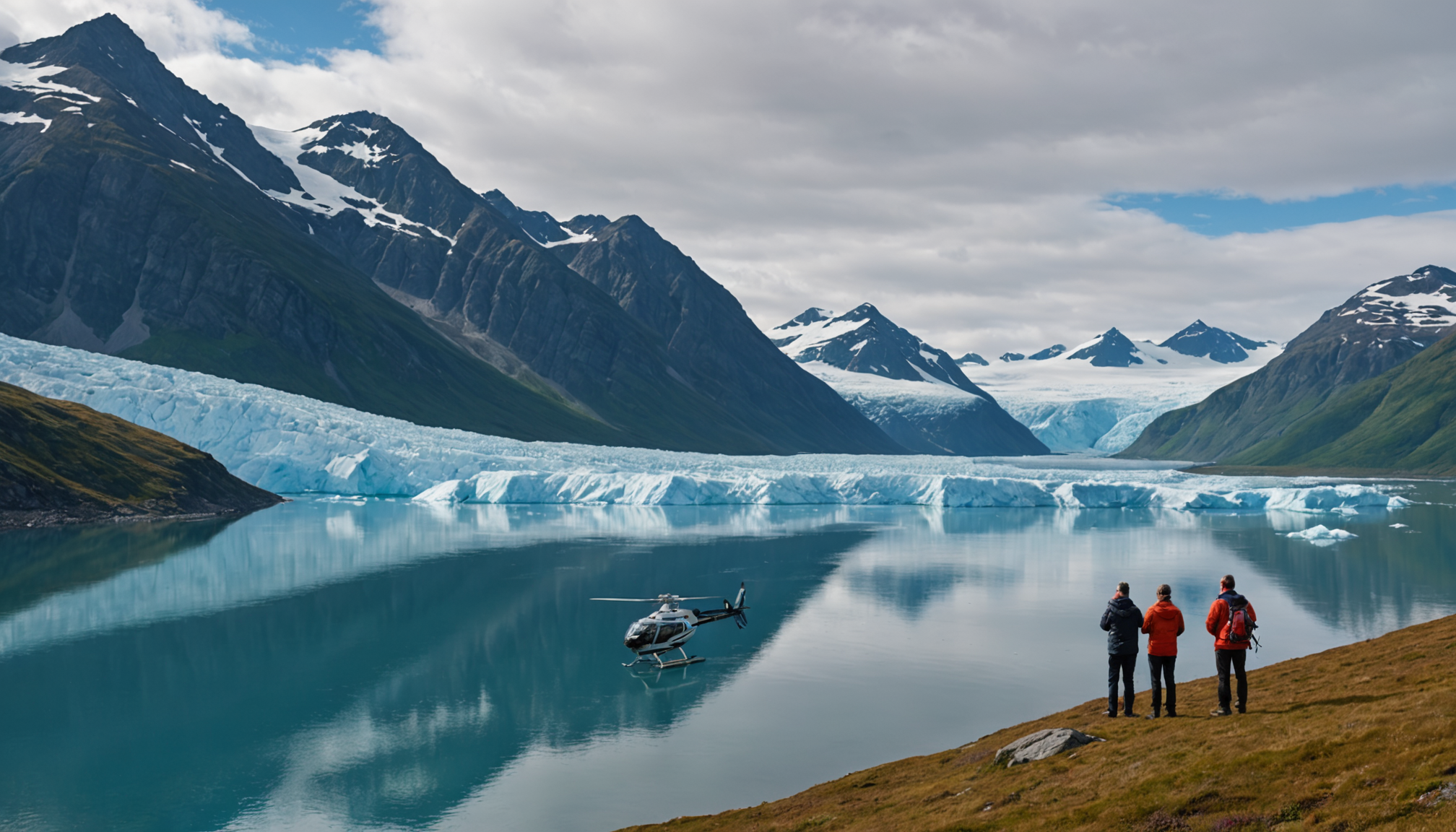 Family photographing wildlife from a cruise ship