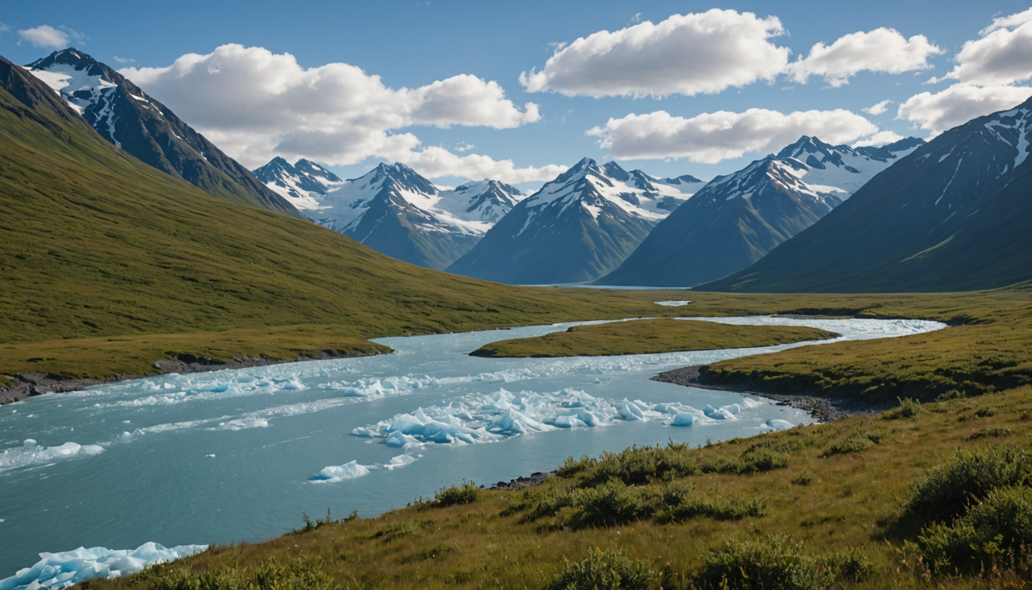 View of the Chugach Mountains from a helicopter