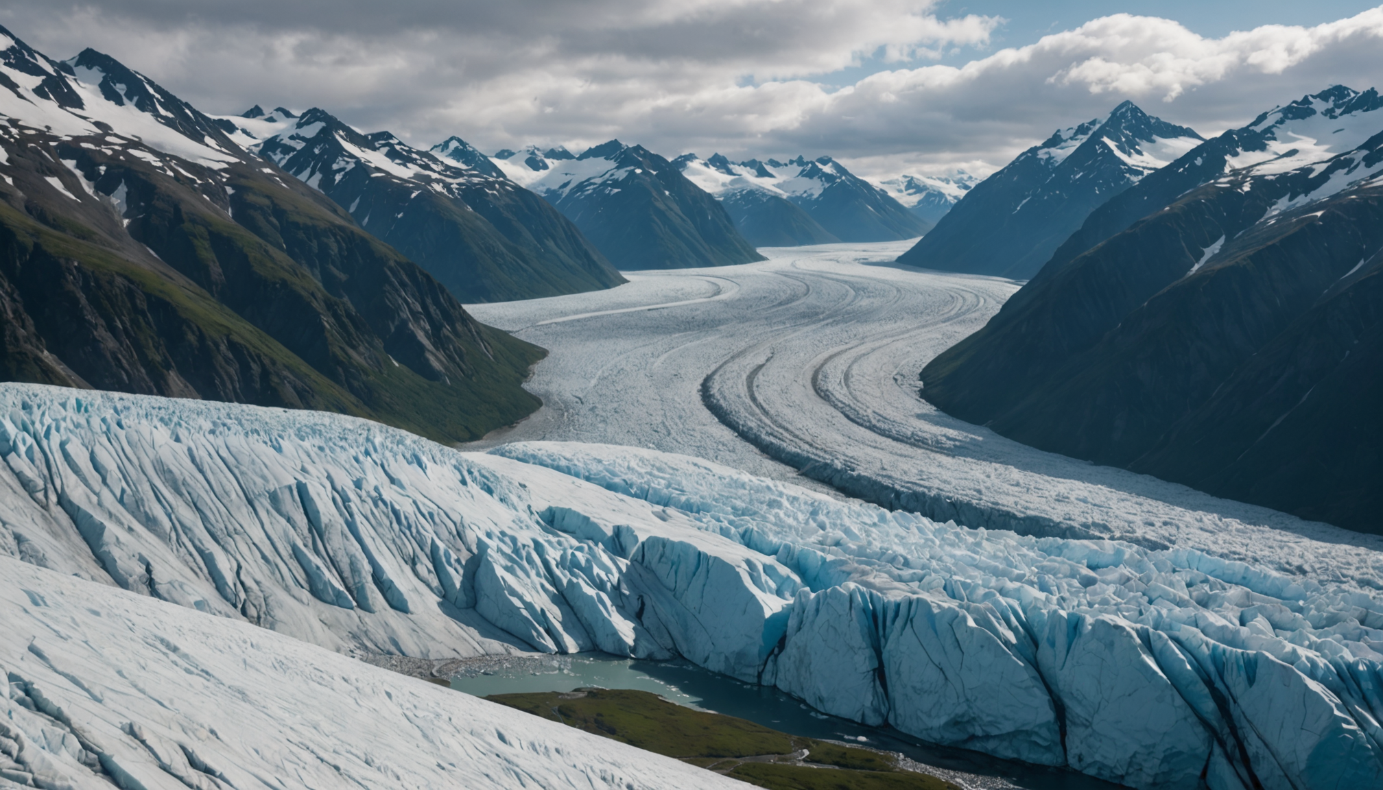 Helicopter over Knik Glacier in Alaska