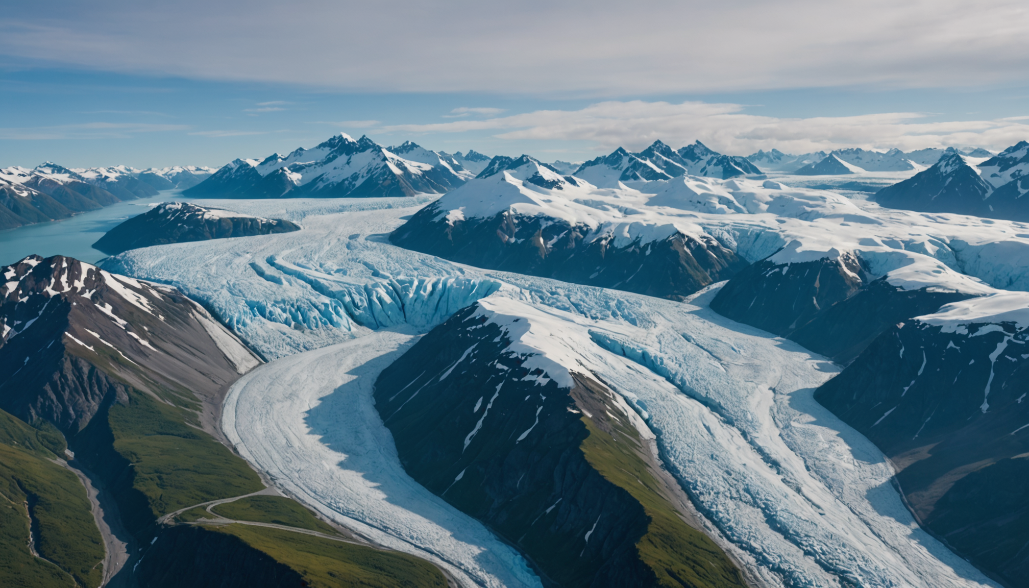 Aerial view of Knik Glacier in Alaska