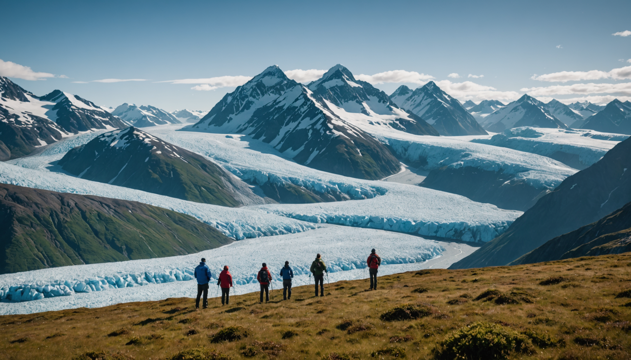 Family taking photos in Chugach National Forest