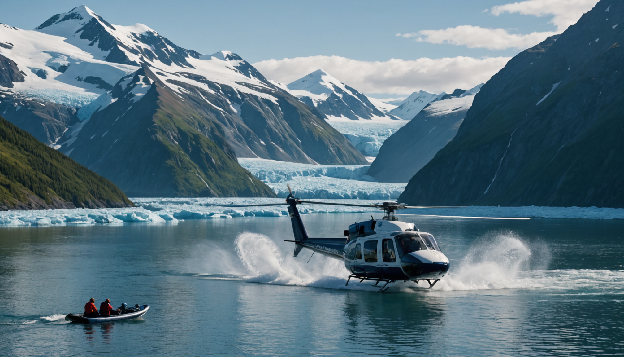 Tourists photographing humpback whales from a boat in Kenai Fjords