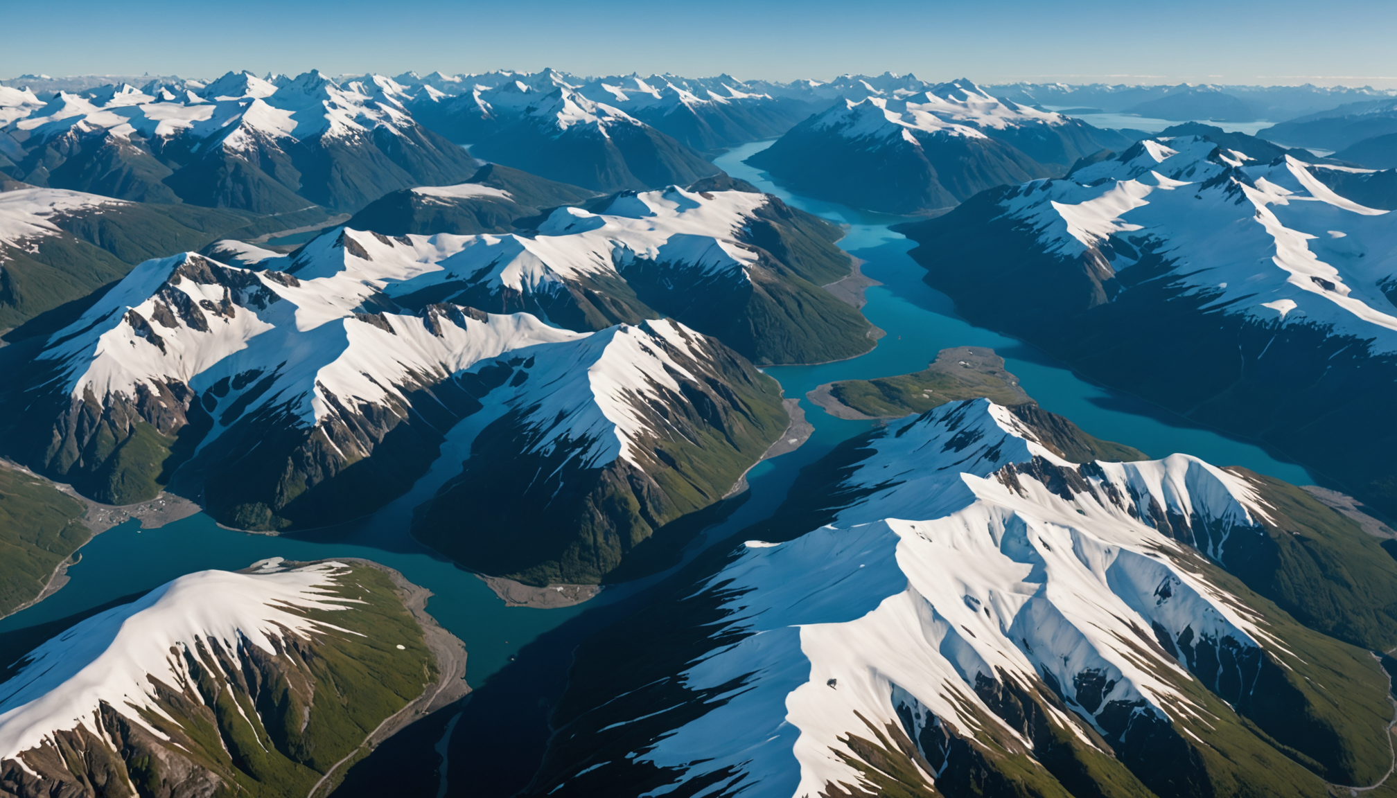 Aerial view of the Chugach Mountains at sunrise