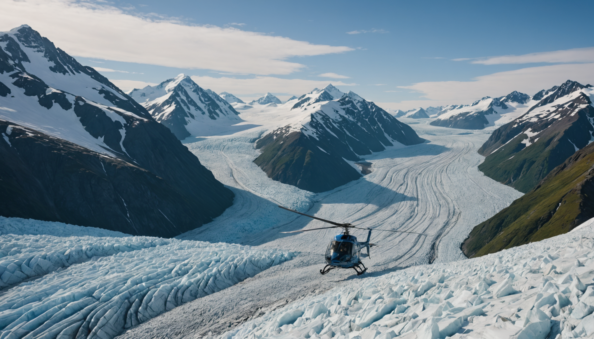 Helicopter over Knik Glacier
