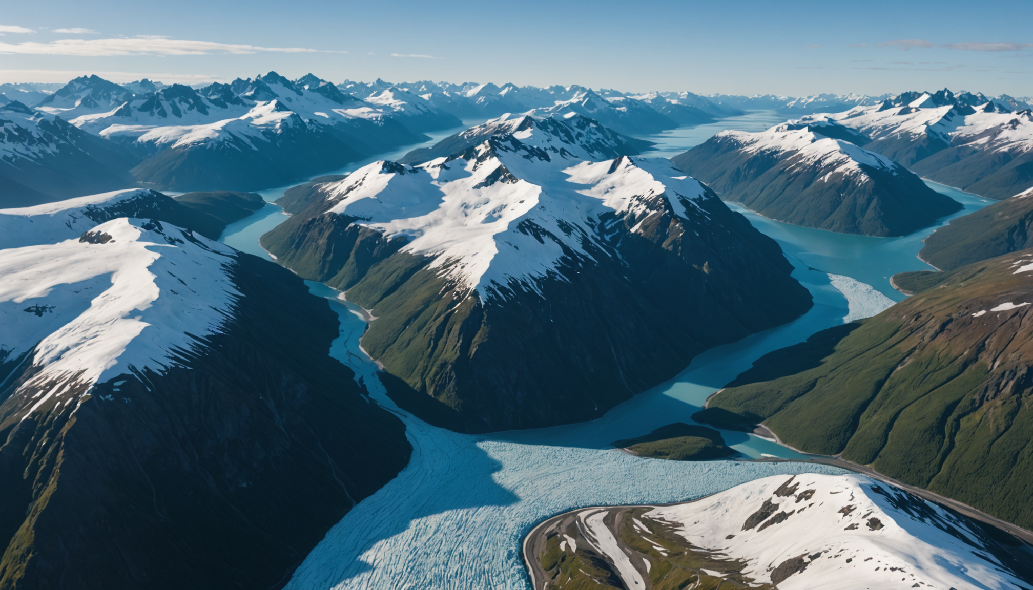 Aerial view of the Chugach Mountains in Alaska