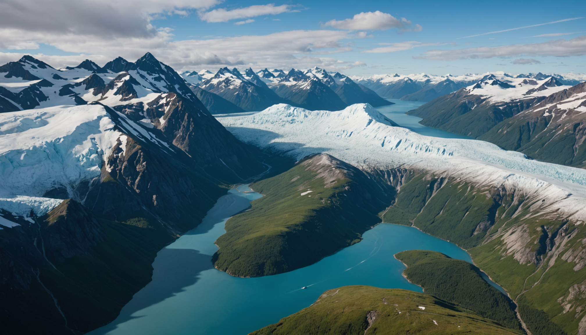 Scenic view of Prince William Sound from a helicopter