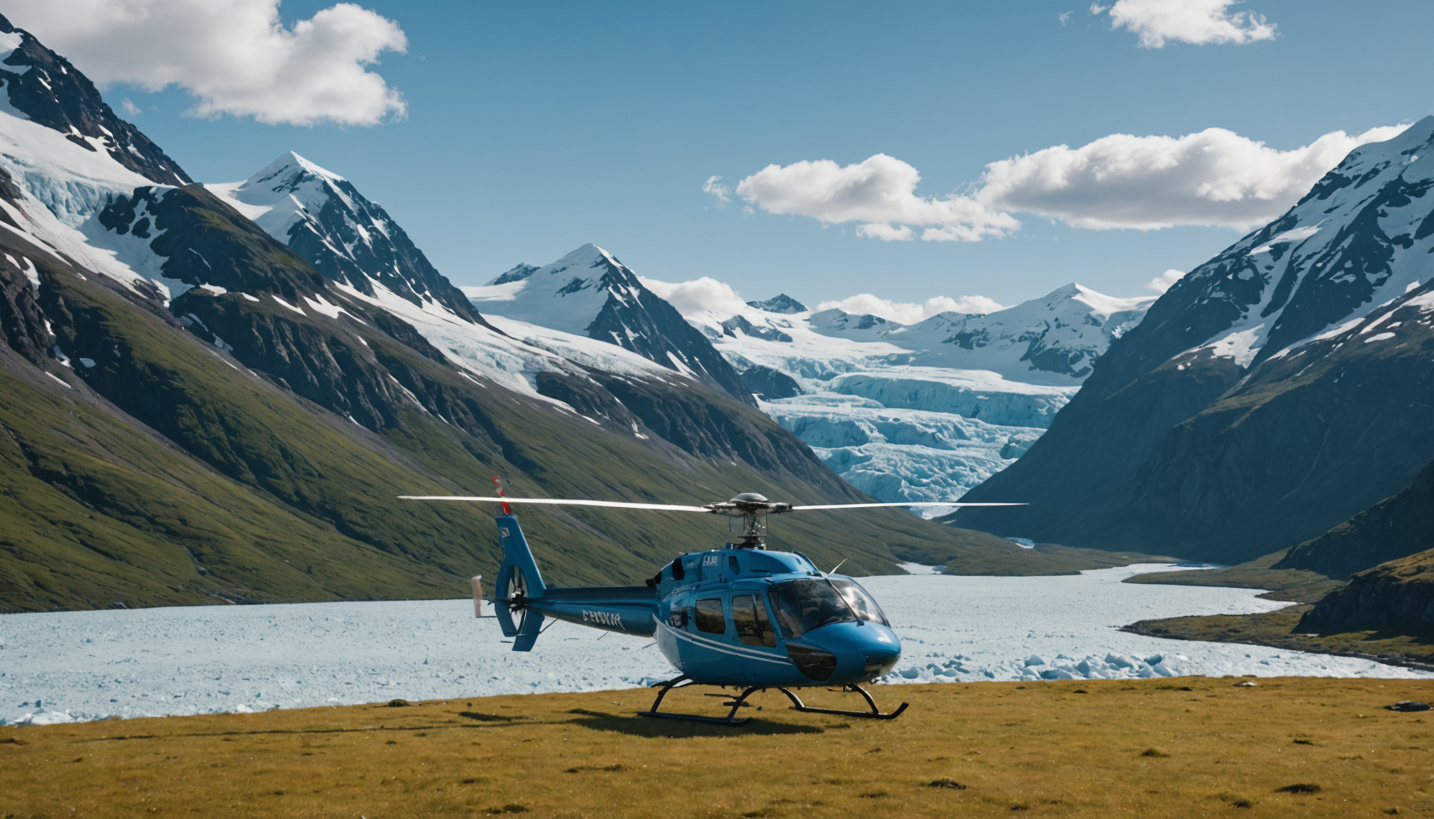 Helicopter preparing for a tour in Mat-Su Valley