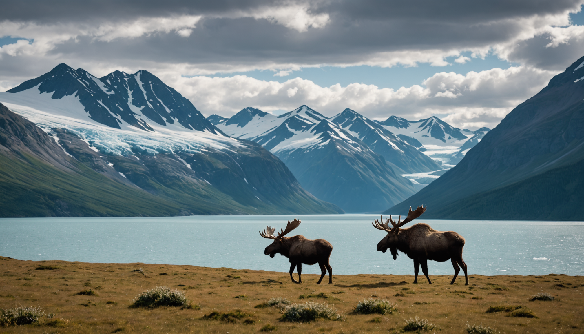 A moose grazing in the Matanuska Valley