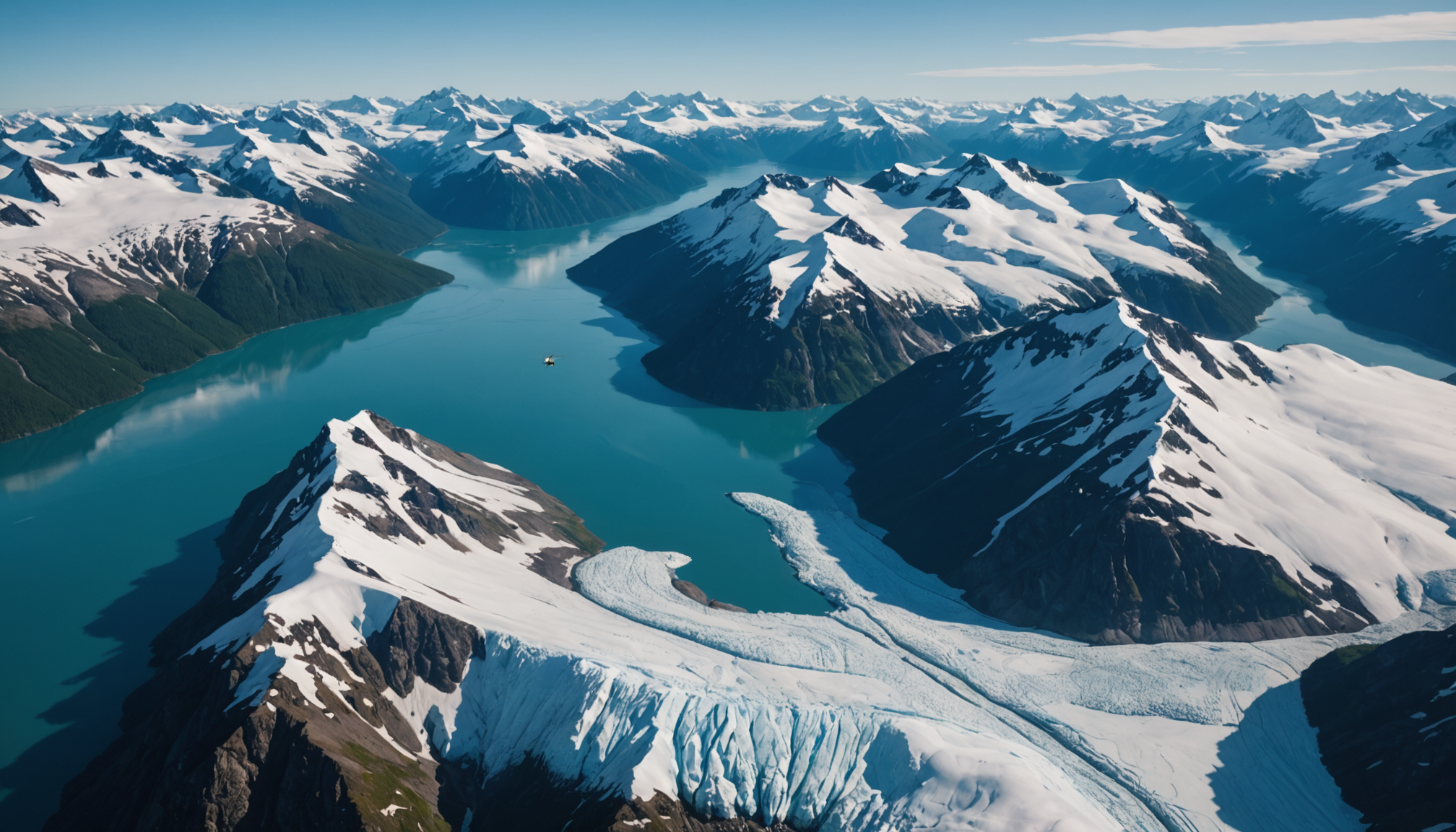 View from helicopter over Prince William Sound