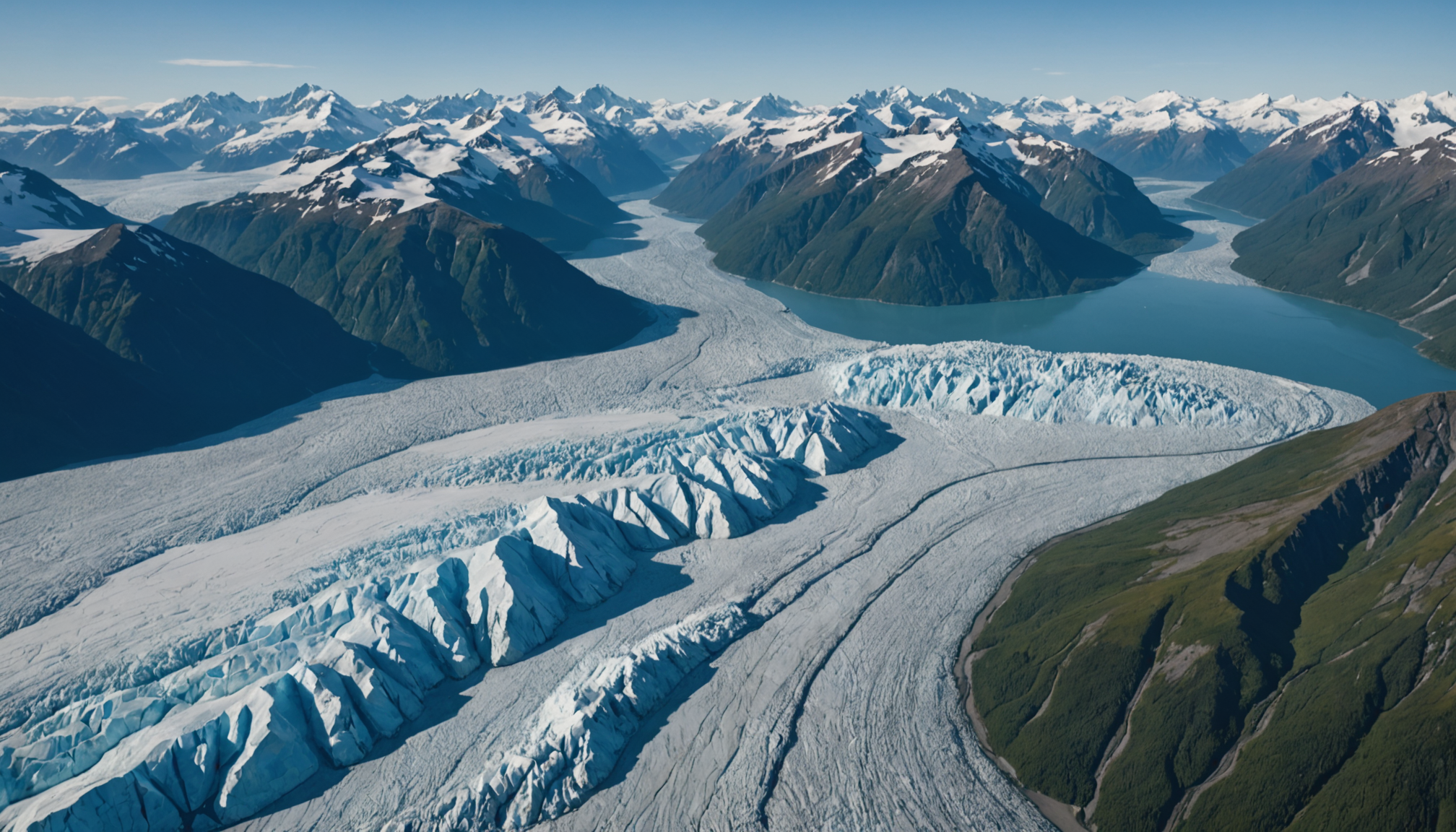 Aerial view of Knik Glacier from a helicopter