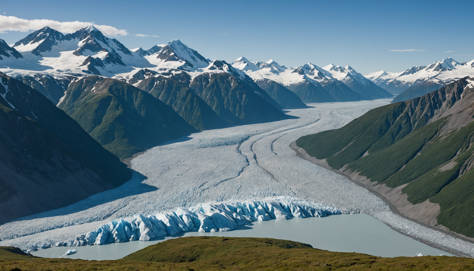 Panoramic view of Knik Glacier from a helicopter