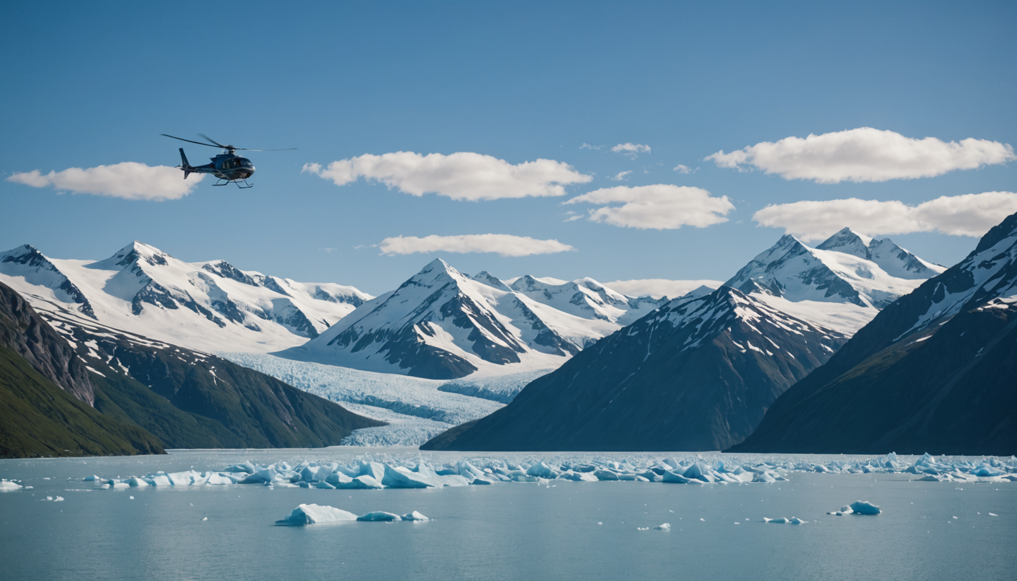 A small ship navigating the icy waters of Prince William Sound
