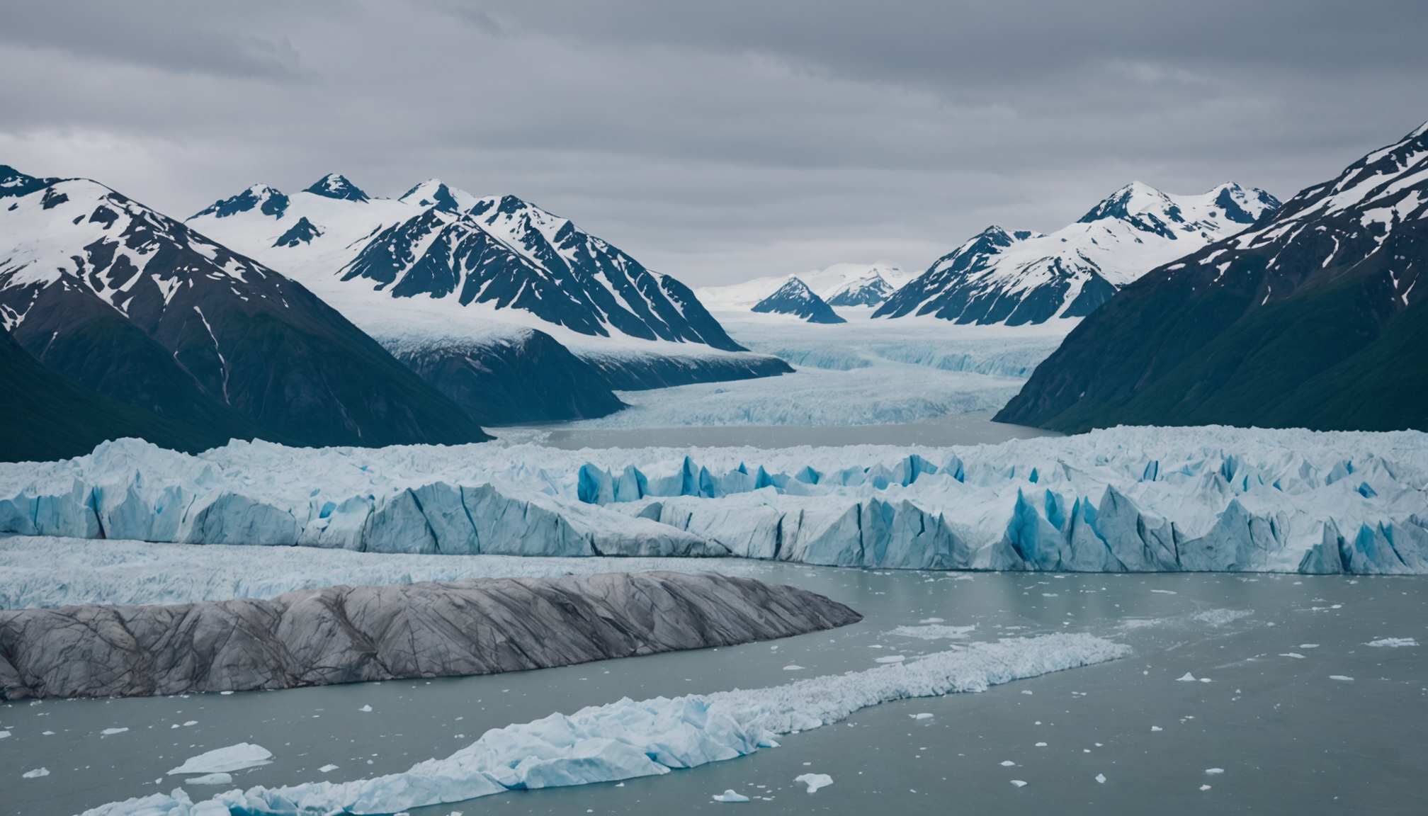 Scenic view of Knik Glacier from a helicopter