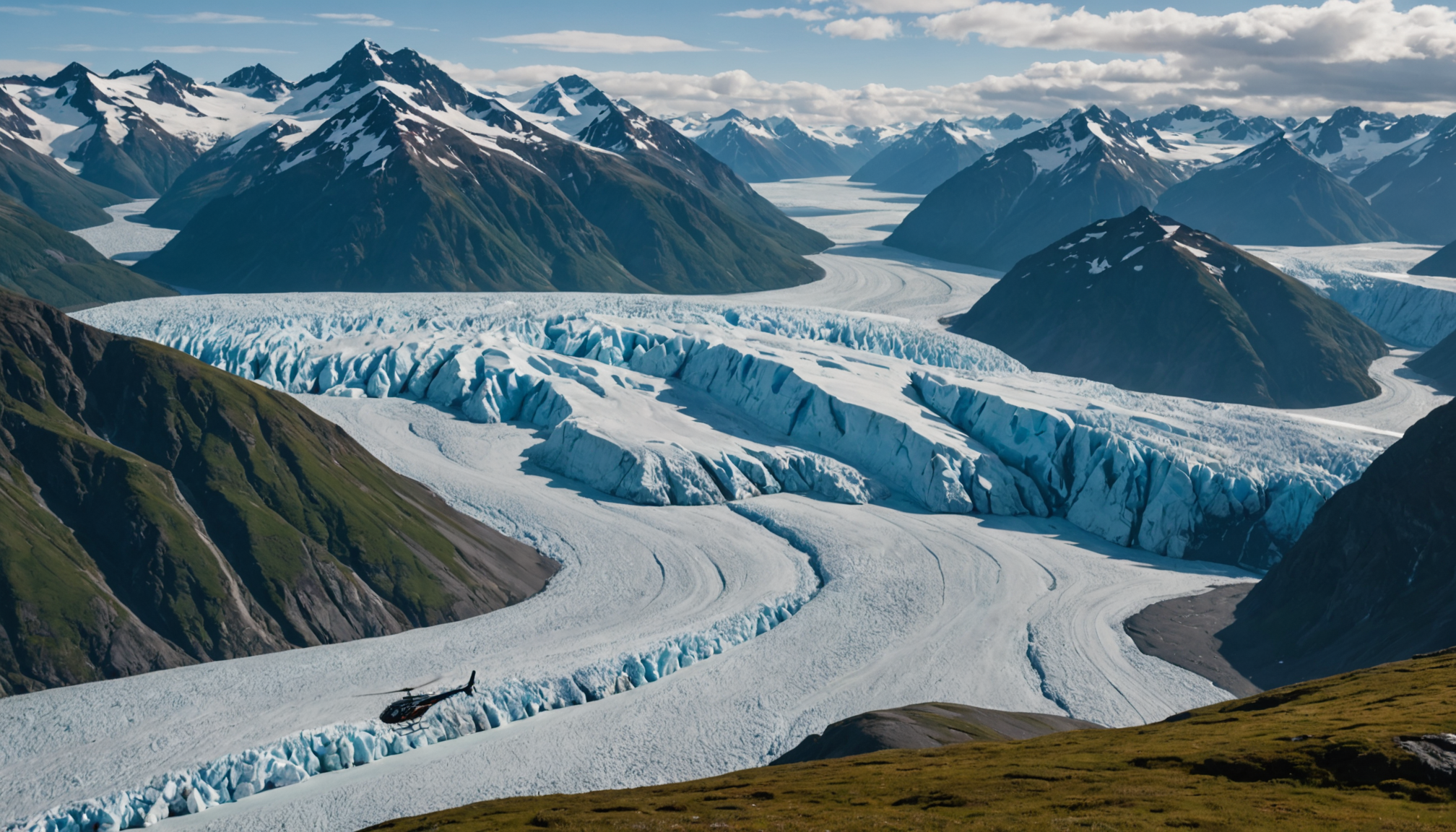 Helicopter over Knik Glacier
