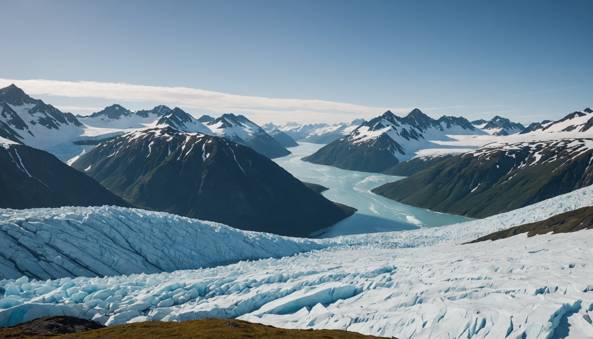 Helicopter landing in Chugach Mountains