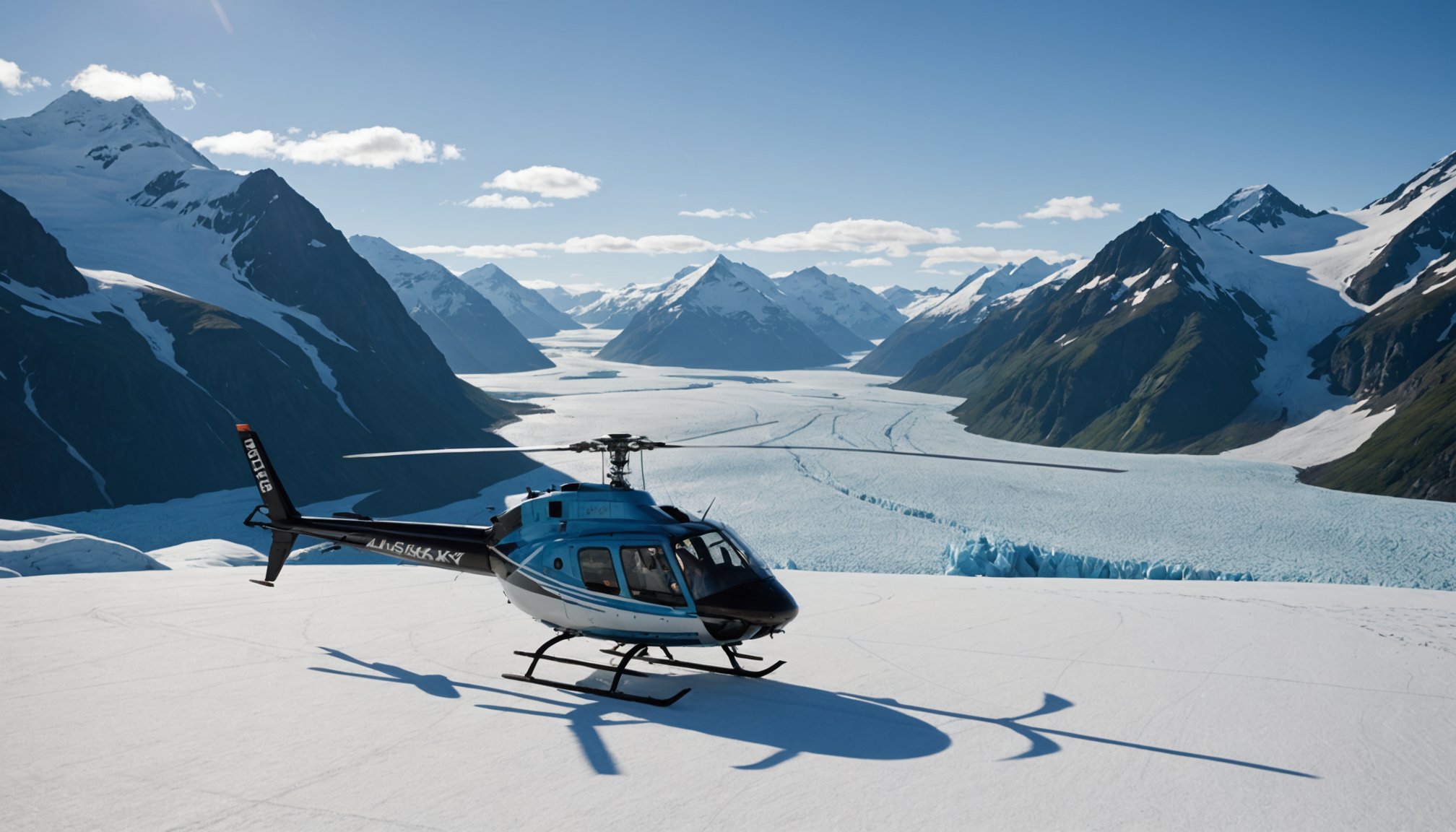 Tourists enjoying a flightseeing tour over the Alaskan wilderness