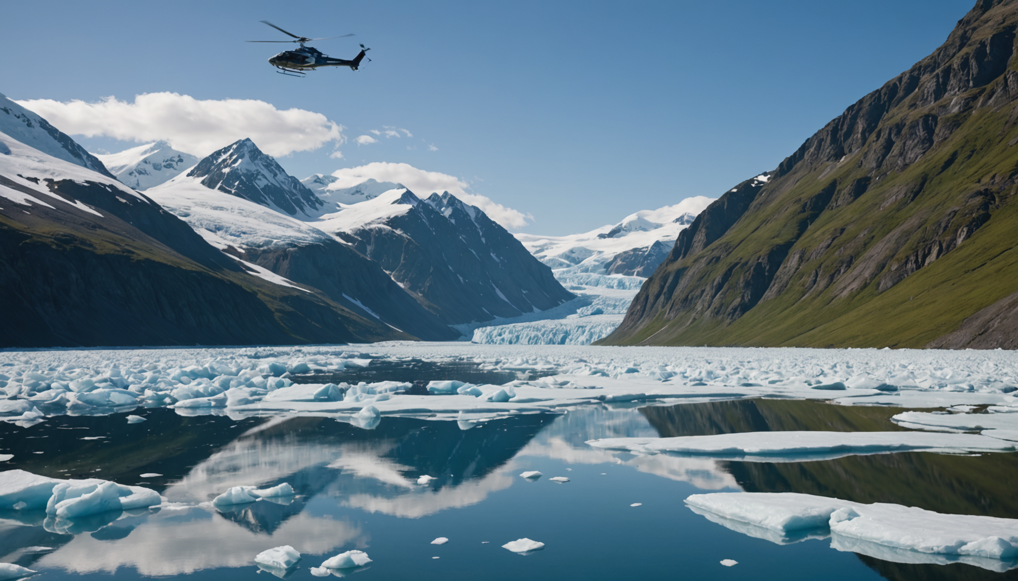 Helicopter landing near Prince William Sound