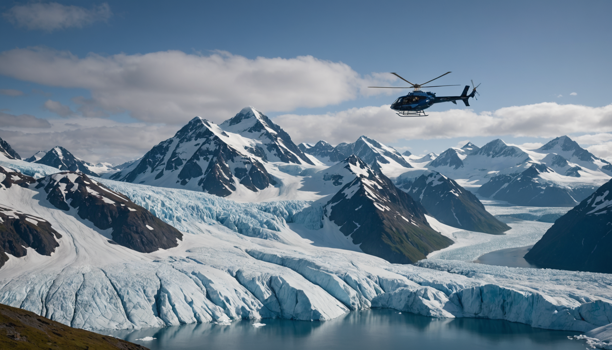 Helicopter over Prince William Sound