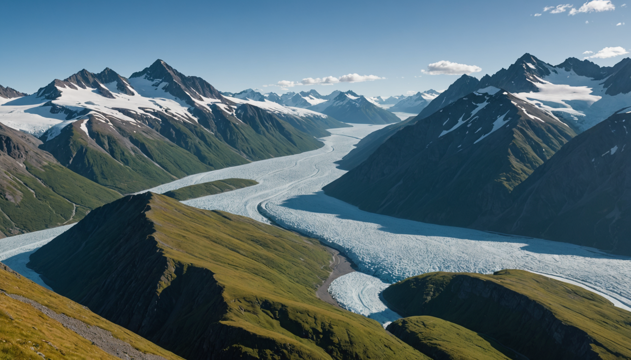 Helicopter view of Chugach Mountains