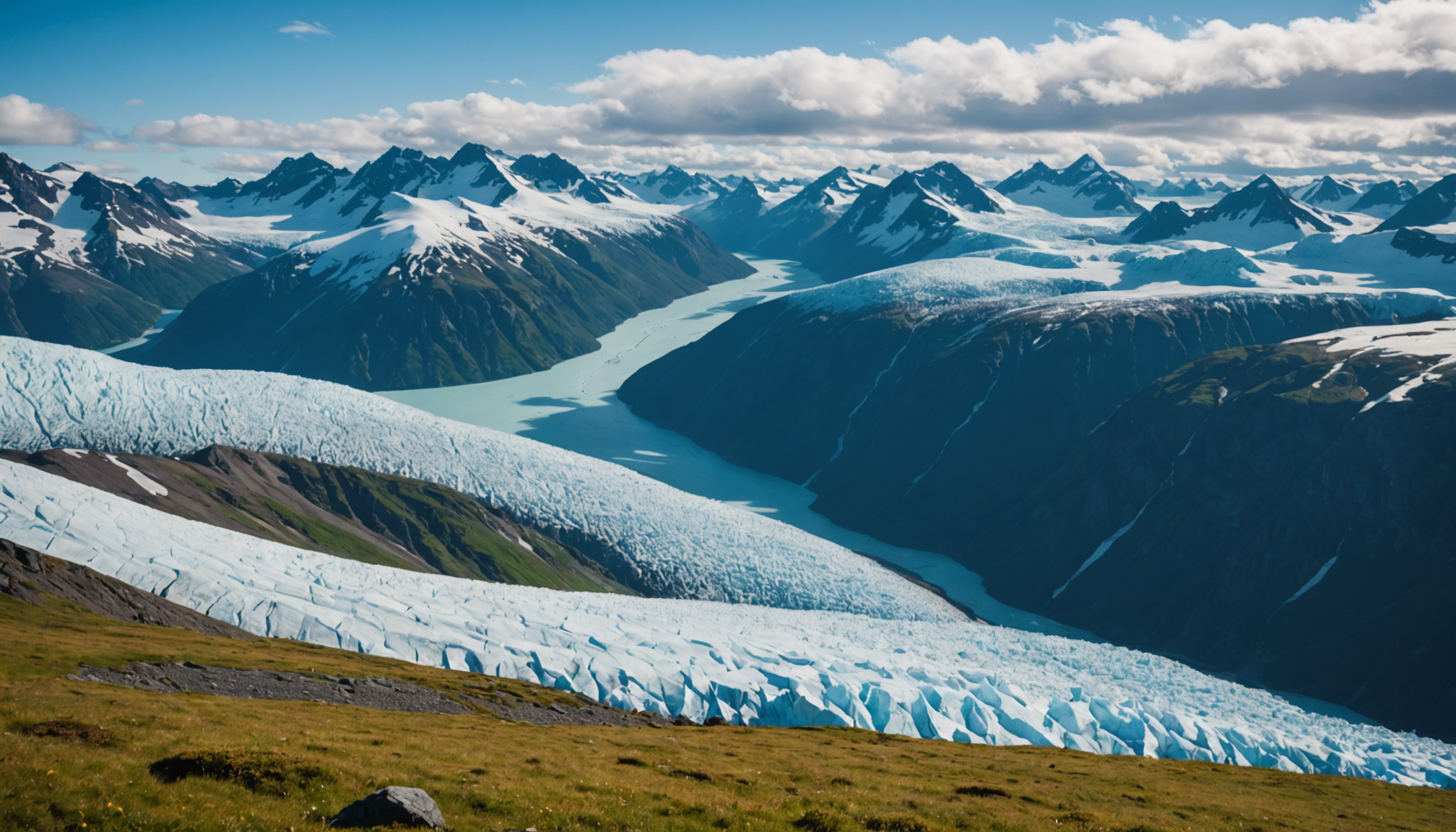 Close-up of a vibrant blue glacier in Seward, Alaska