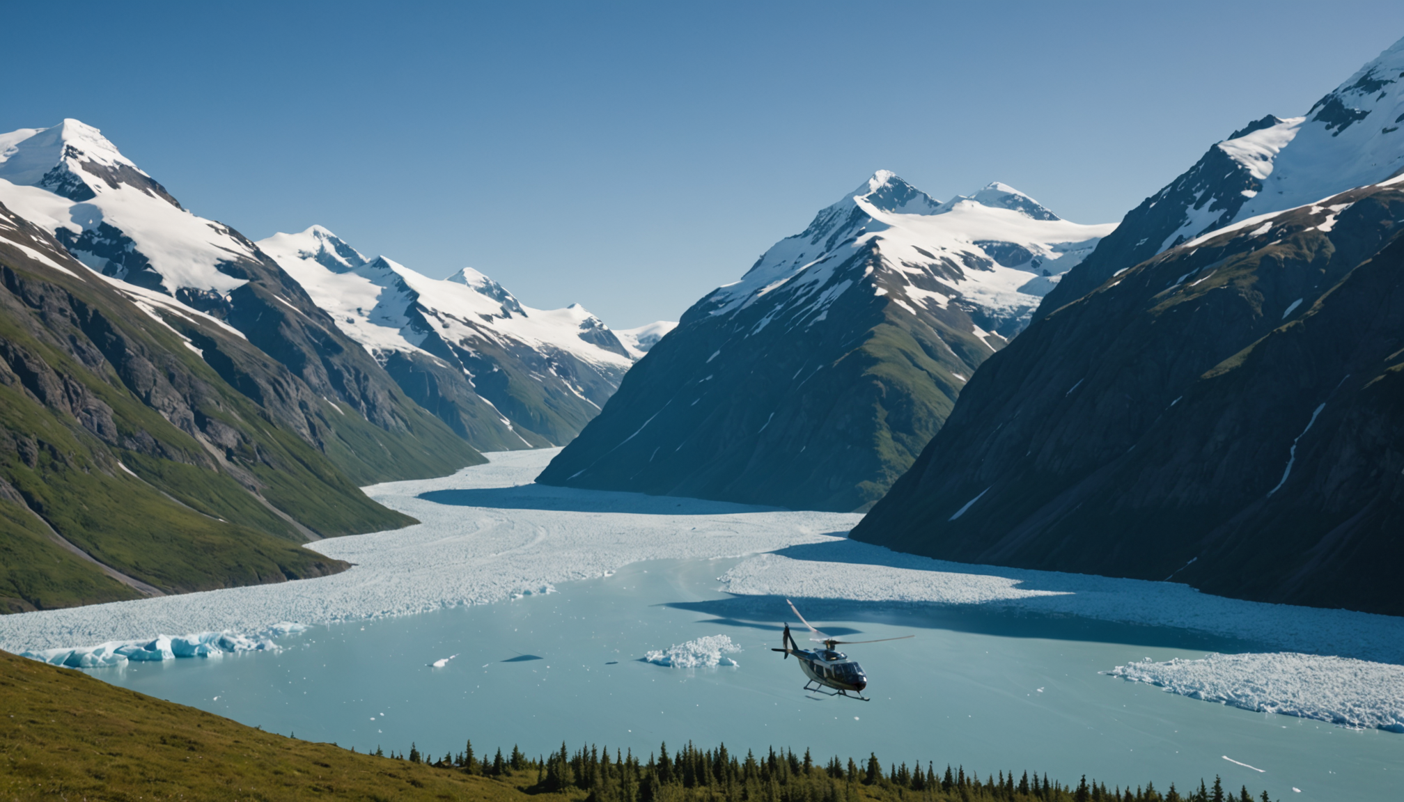 A small ship navigating the fjords of Alaska's Inside Passage