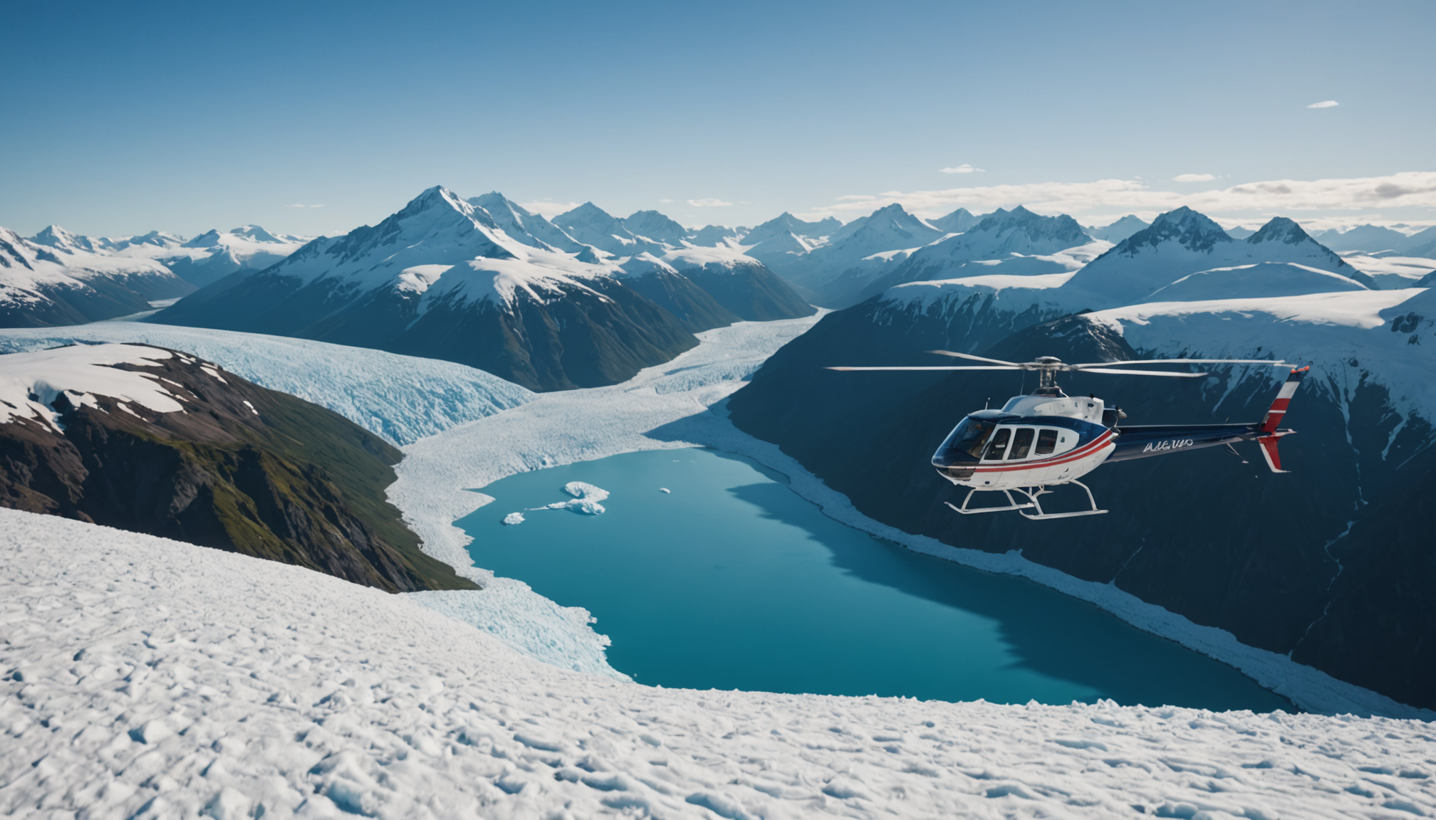 Helicopter flying over the Mat-Su Valley