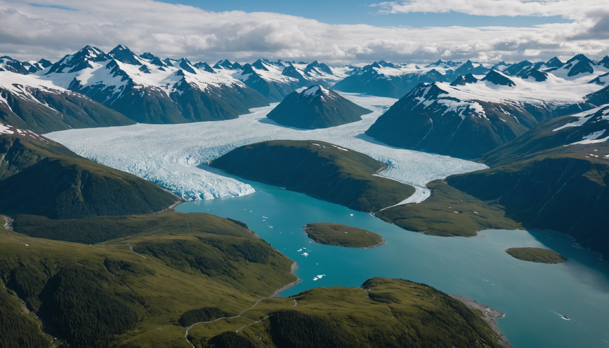 Scenic view of Prince William Sound from a helicopter
