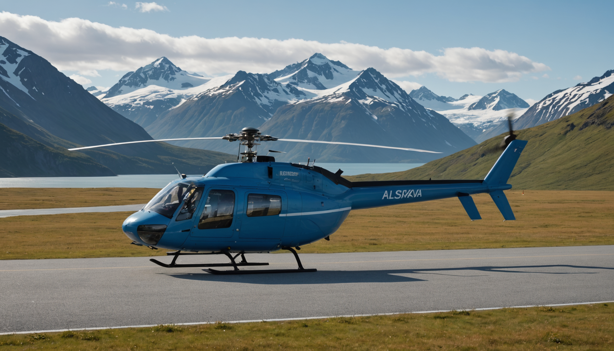 Helicopter preparing for takeoff in the Mat-Su Valley