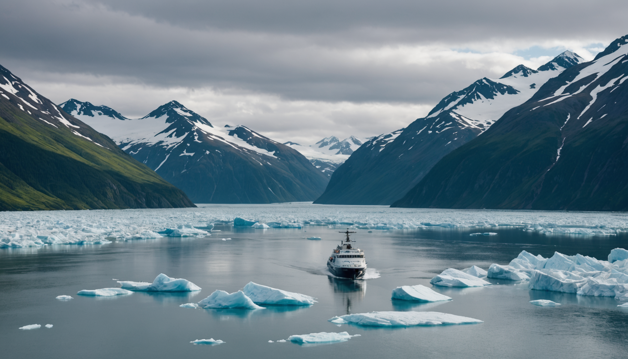 Small cruise ship navigating the Inside Passage
