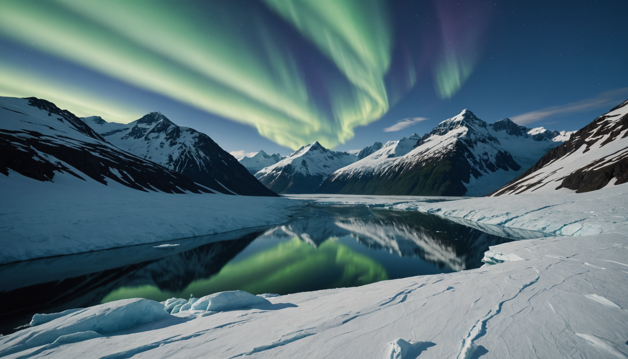 A stunning view of the Northern Lights over the Chugach Mountains, showcasing the natural beauty of Alaska.