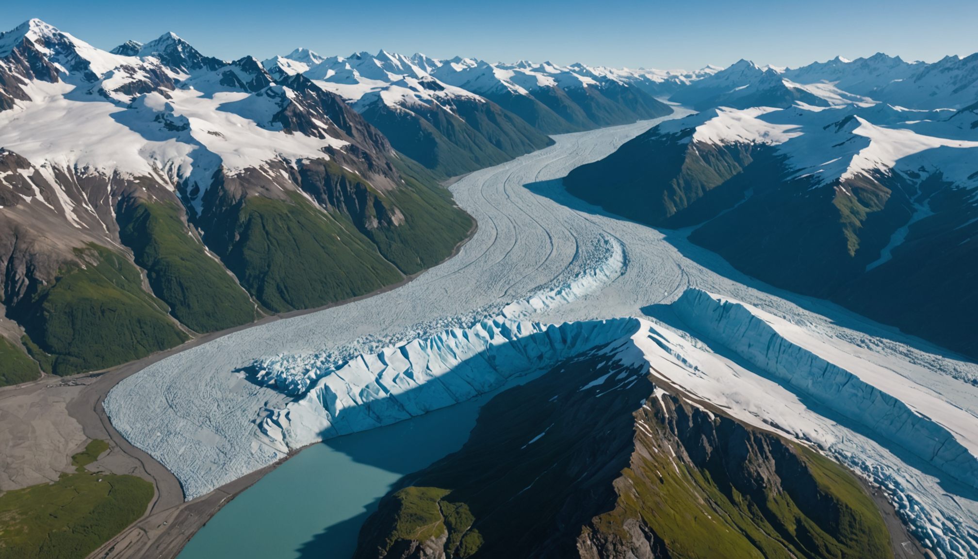 Aerial view of Knik Glacier from a helicopter