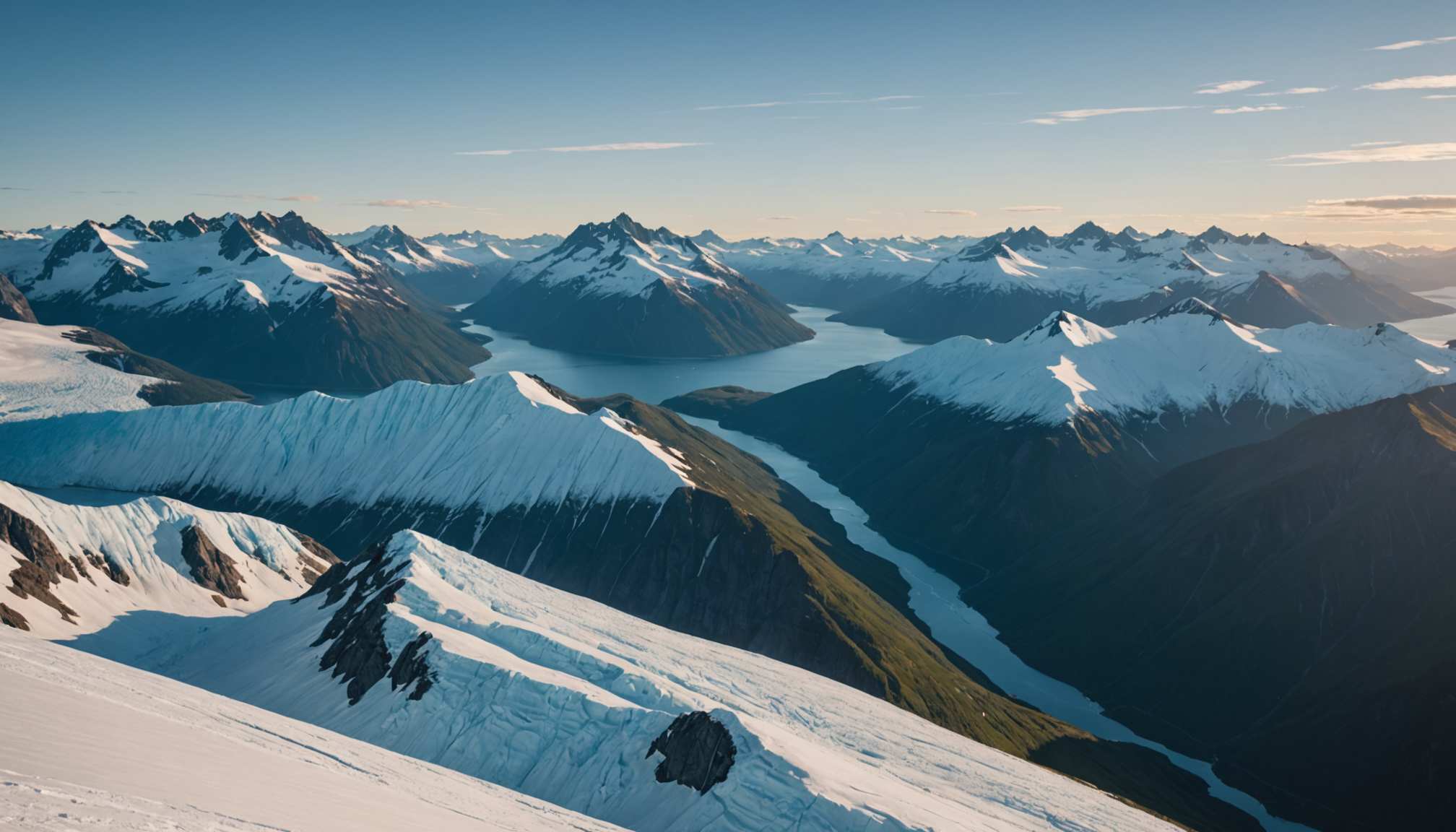 A tranquil view of Prince William Sound at sunset
