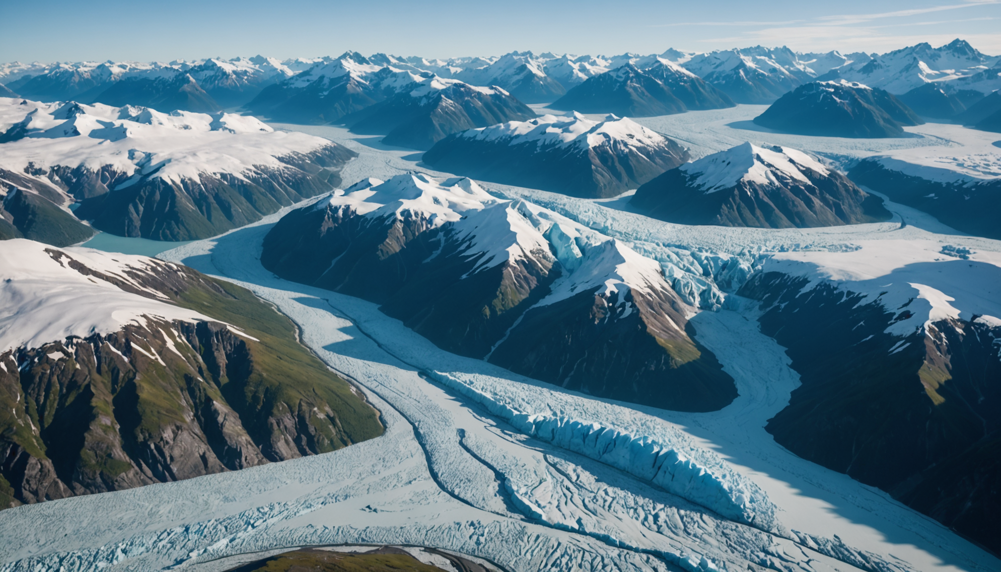 Aerial view of Knik Glacier from a helicopter